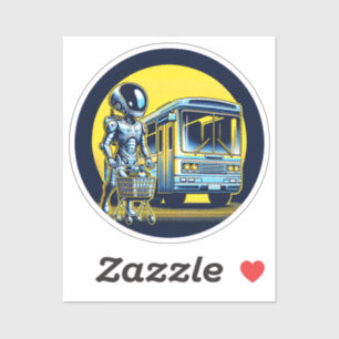 Sci-Fi in Daily Life Sticker - Funny Alien & Robot