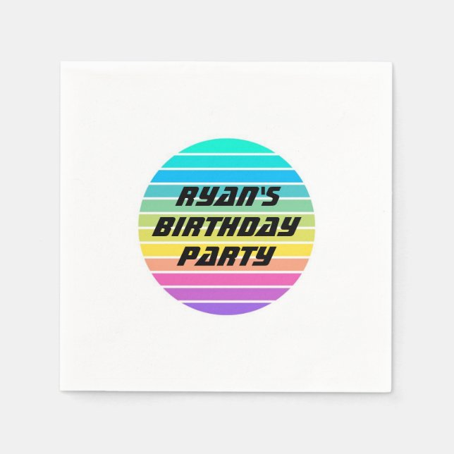Sci-Fi-Jungs Geburtstagsparty Regenbogenpapierserv Serviette (Vorderseite)