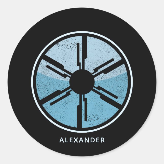 SCI-Fi kosmischer Raum Blue Ombre Distressed Custo Runder Aufkleber (Vorderseite)