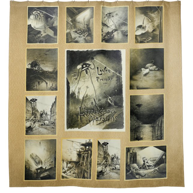 Sci-Fi-Krieg der Welten Duschvorhang (Vorderseite)