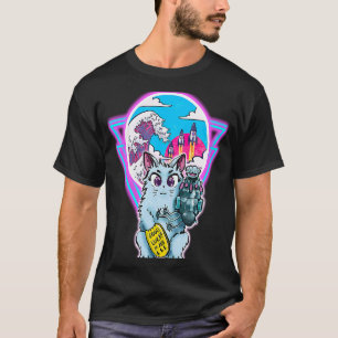 Sci-Fi Maneki Neko Katze mit Glücksmünze T-Shirt