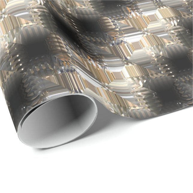 Sci-Fi Metal Muster 3 Wrapping Paper Geschenkpapier (Rolleneckpunkt)