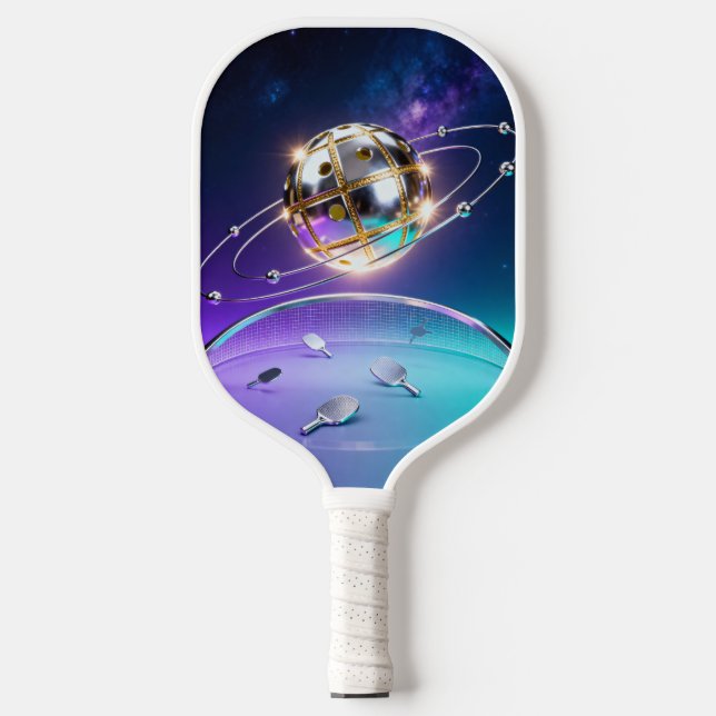 Sci-Fi Metallisches Pickleball-Orbitalkern – Galax Pickleball Schläger (Vorderseite)