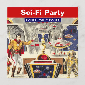 Sci-fi Party-Thema Einladungen Robot Space Travel