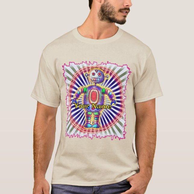 Sci-Fi-Regenbogen-Roboter T-Shirt (Vorderseite)