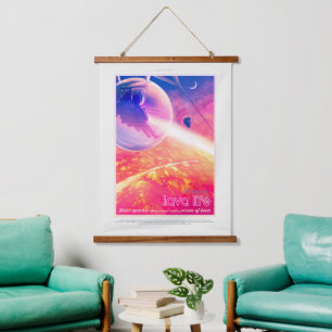 Sci-Fi-Reise-Werbung, Planet 55 Cancri e Wandteppich Mit Holzrahmen