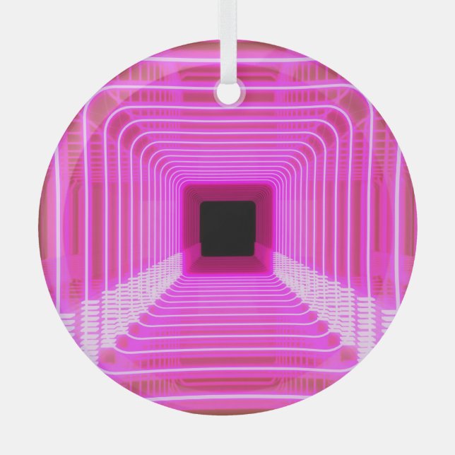 Sci-Fi Retro 3D: Pop Art Illustration Ornament Aus Glas (Vorderseite)