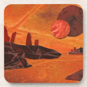 Sci-Fi "Sea of Fire" doppelte Sonnen, Lava Welt Getränkeuntersetzer