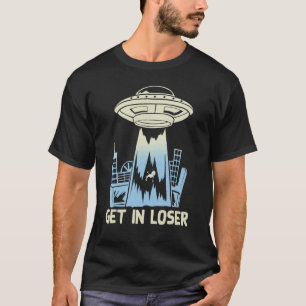 Sci Fi Skyline Ufo Abduction wird in lockerer Alie T-Shirt