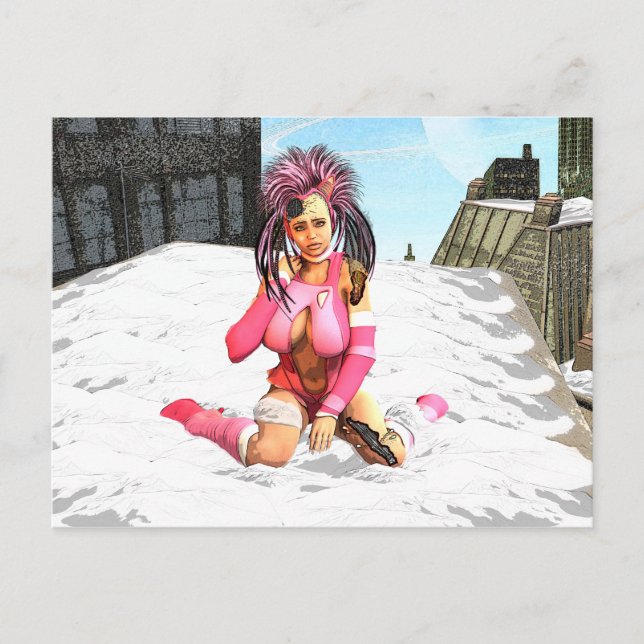 Sci Fi Snow Punk Postkarte (Vorderseite)