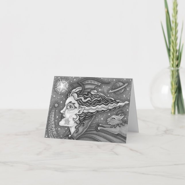 SCI FI SPACE WITCH & COMET CAT SPASS BLK/WHank Karte (Vorderseite)