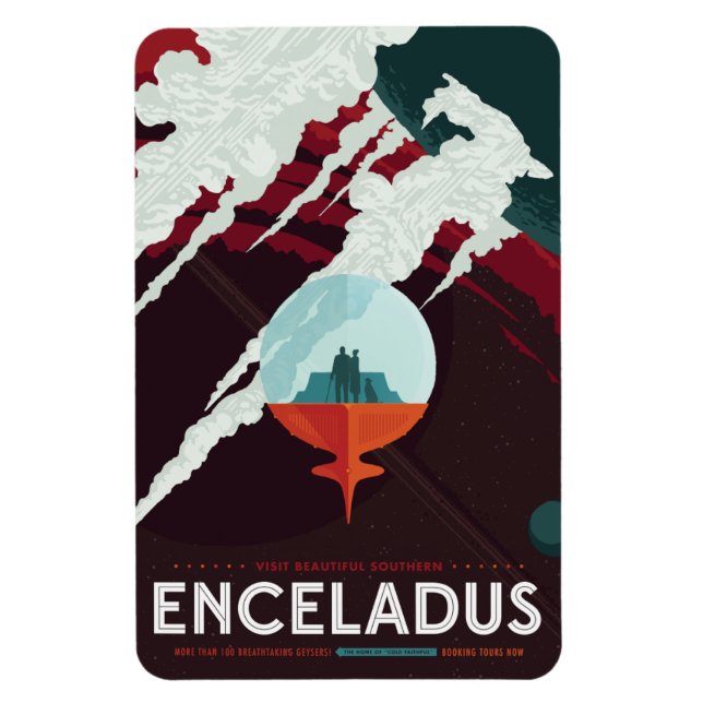 Sci-Fi Travel Ad, Moon Enceladus Magnet (Vertikal)