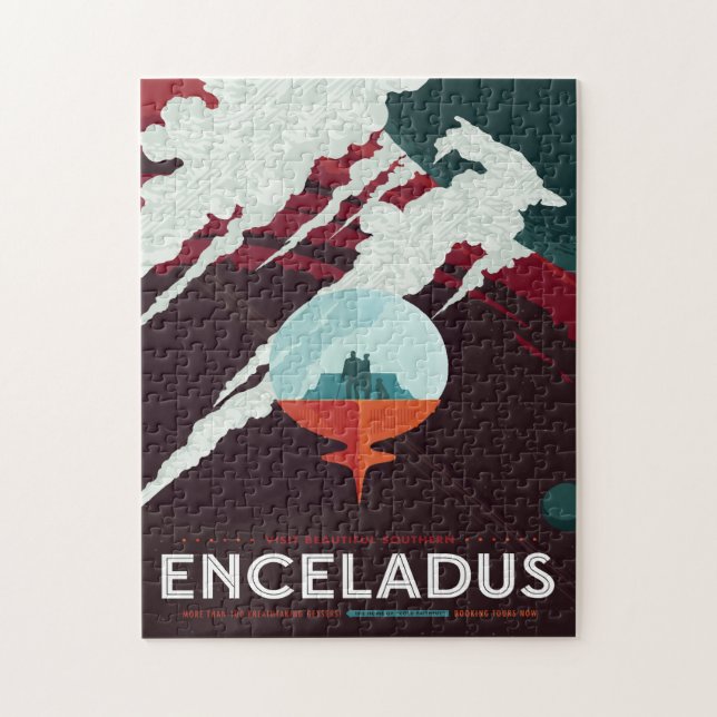 Sci-Fi Travel Ad, Moon Enceladus Puzzle (Vertikal)