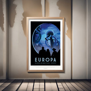 Sci-Fi Travel Ad, Moon Europa Poster