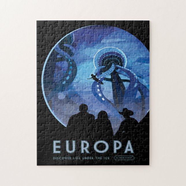 Sci-Fi Travel Ad, Moon Europa Puzzle (Vertikal)