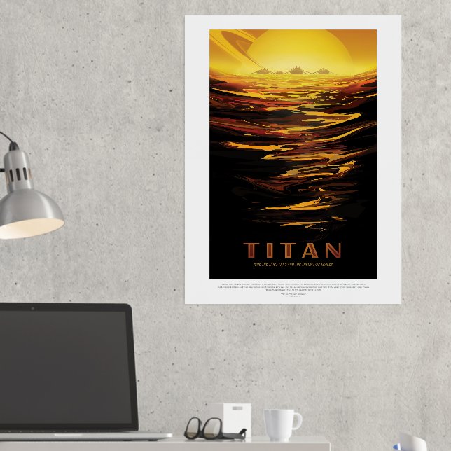 Sci-Fi Travel Ad, Moon Titan Foliendrucke (In Situ (Schreibtisch 2))