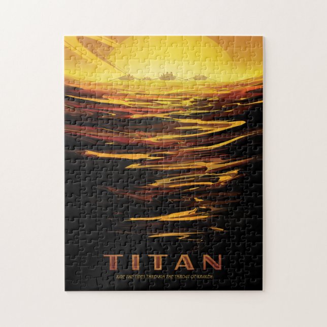 Sci-Fi Travel Ad, Moon Titan Puzzle (Vertikal)