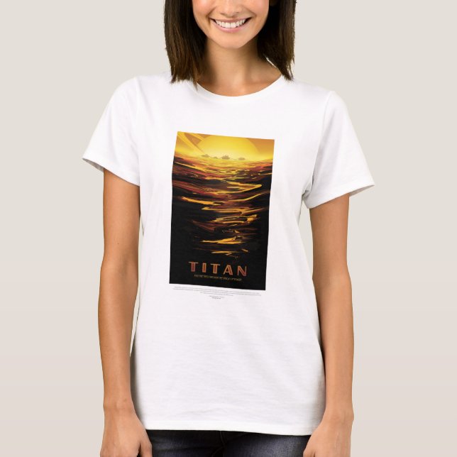 Sci-Fi Travel Ad, Moon Titan T-Shirt (Vorderseite)