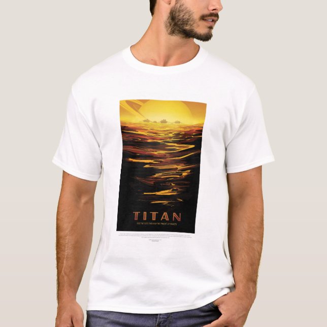 Sci-Fi Travel Ad, Moon Titan T-Shirt (Vorderseite)