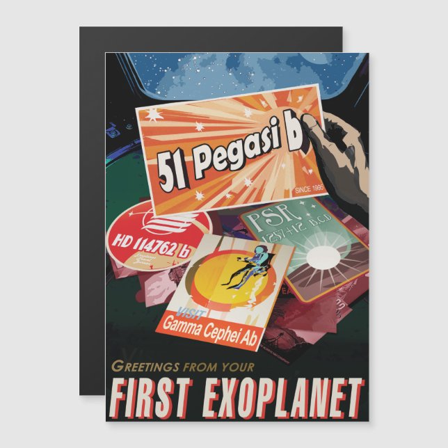 Sci-Fi Travel Ad, Planet 51 Pegasi b Magneteinladung (Vorne/Hinten)