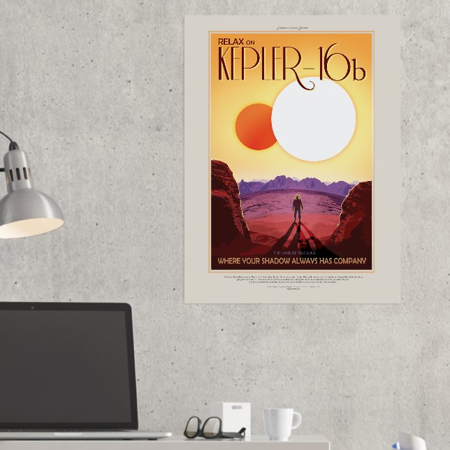 Sci-Fi Travel Ad, Planet Kepler 16b Foliendrucke (In Situ (Schreibtisch 2))