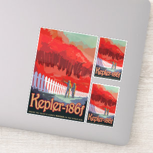 Sci-Fi Travel Ad, Planet Kepler-186f Aufkleber