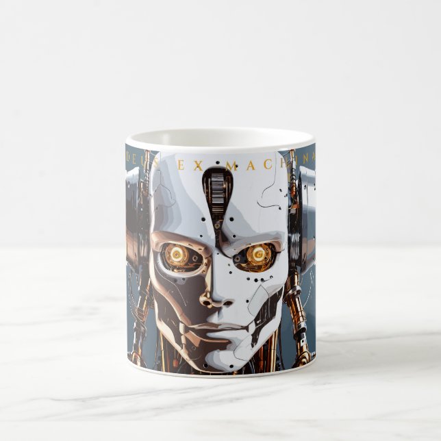 Sci-Fi White Gold Android Deus Ex Machina Verwandlungstasse (Mittel)