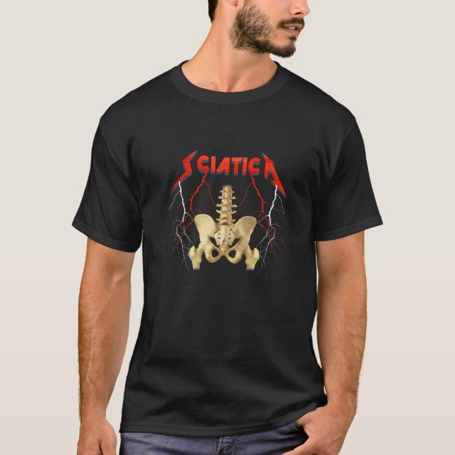 Sciatica Skeleton Nerve Rock Musician Spaß T-Shirt (Vorderseite)