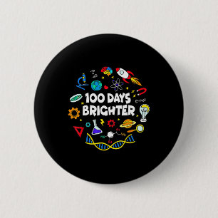 Science 100 Days Brighter Student Happy 100 Day Button