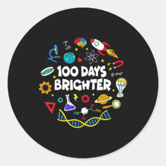 Science 100 Days Brighter Student Happy 100 Day Runder Aufkleber