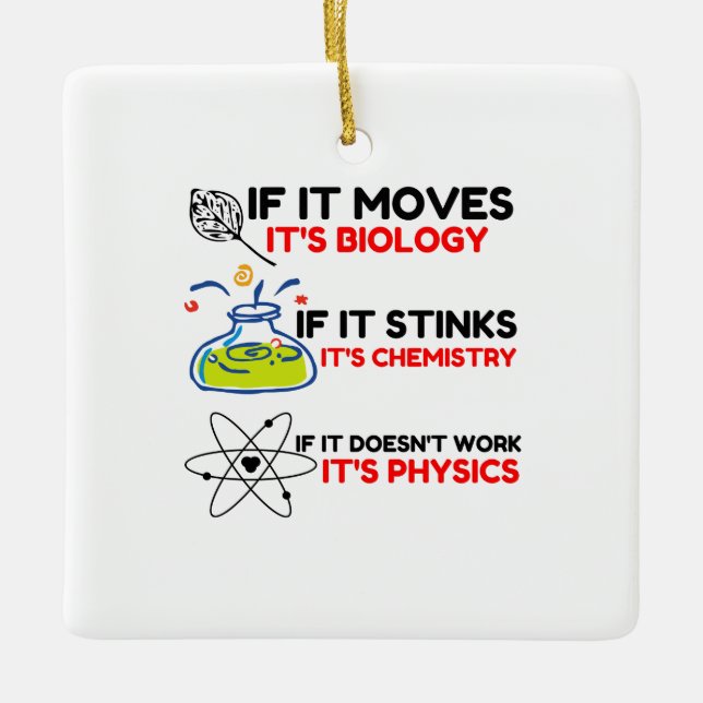 SCIENCE BIOLOGY CHEMISTRY PHYSICS KERAMIKORNAMENT (Vorderseite)