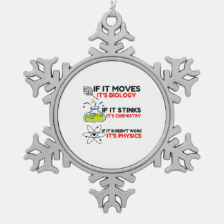 SCIENCE BIOLOGY CHEMISTRY PHYSICS SCHNEEFLOCKEN Zinn-Ornament