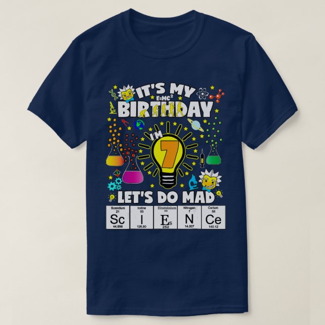 Science Birthday heme Age 7 Lasse Do Science T-Shirt (Design vorne)