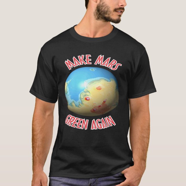 Science Black Blue Red Mars Terraforming Graphics T-Shirt (Vorderseite)