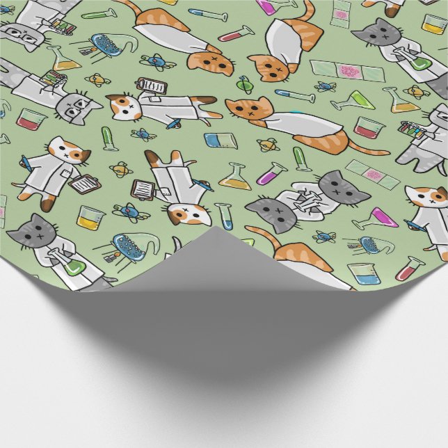 Science Cats Wrapping Paper Geschenkpapier (Ecke)