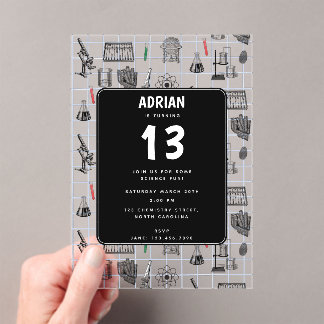 Science Chemistry Scientifics Birthday Party Thema Acryleinladungen