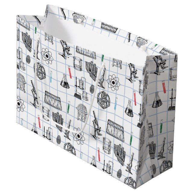 Science Chemistry Scientistry Pattern Große Geschenktüte (Vorderseite Schrägansicht)