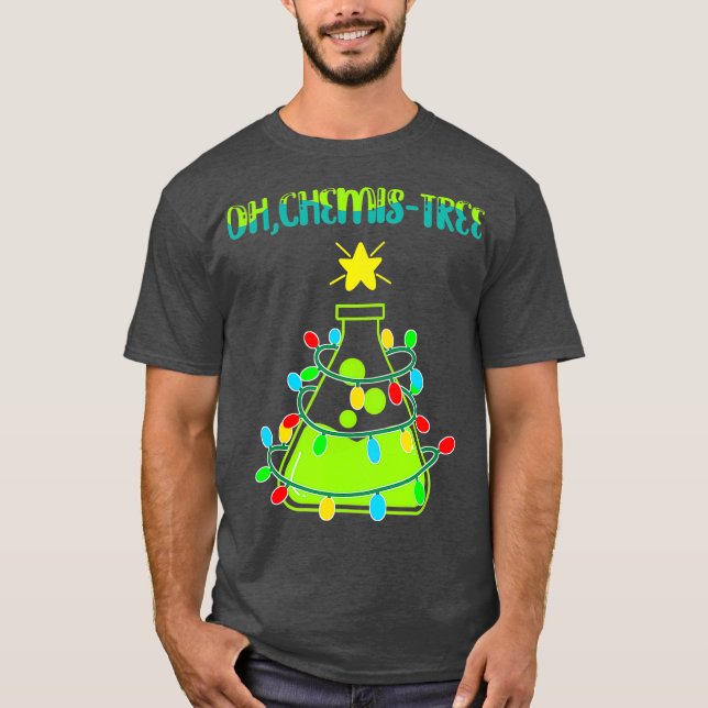 Science Christmas Tree Pun Oh Chemistree Funny T-Shirt (Vorderseite)