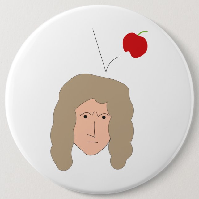 Science Club Physics Humor Isaac Newton Apple Button (Vorderseite)