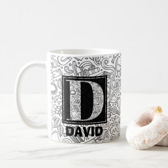 Science Custom Monogram - Letter D Coffee Tasse (Mit Donut)