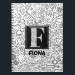 Science Custom Monogram - Letter F Notebook Notizblock<br><div class="desc">Moderner,  eleganter Science Monogramm-Name mit einem coolen Wissenschaftsthema. Personalisieren Sie es mit Ihrem Namen. (Alle Buchstaben sind verfügbar)</div>