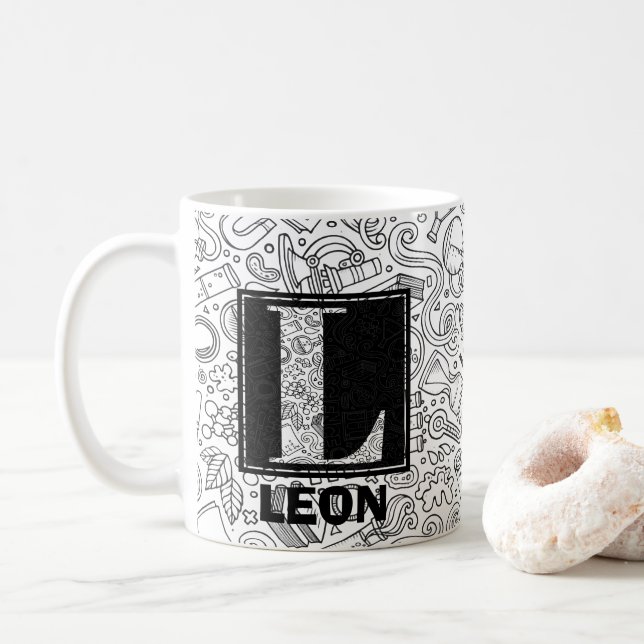 Science Custom Monogram - Letter L Coffee Tasse (Mit Donut)