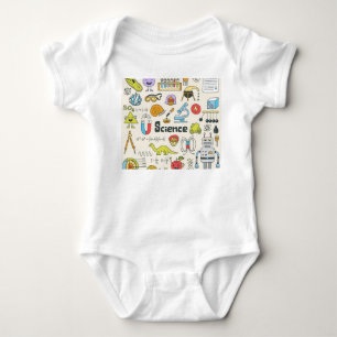 Science Doodles: HandGezeichnet Set in der Schule. Baby Strampler