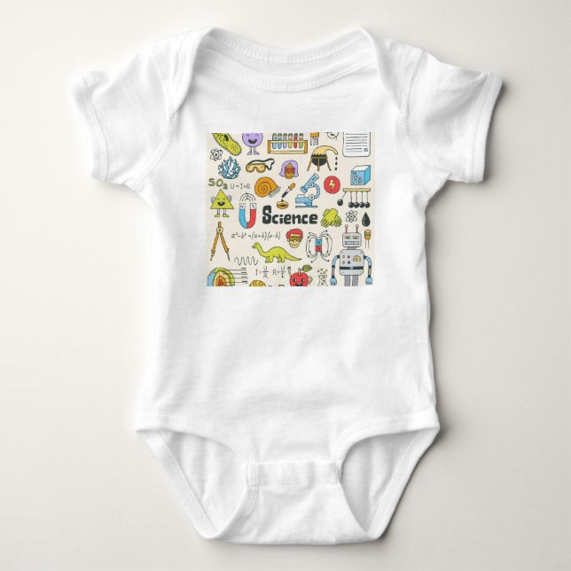 Science Doodles: HandGezeichnet Set in der Schule. Baby Strampler (Vorderseite)