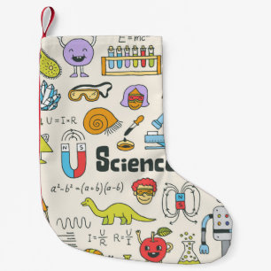 Science Doodles: HandGezeichnet Set in der Schule. Kleiner Weihnachtsstrumpf