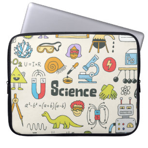 Science Doodles: HandGezeichnet Set in der Schule. Laptopschutzhülle