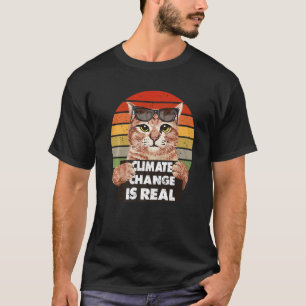 Science Earth Day Climate Change Vintag Funny Cat T-Shirt
