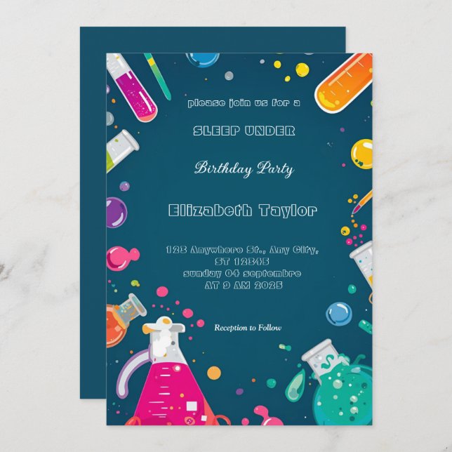 Science Experiment Party Invitation – Fun Lab  Einladung (Vorne/Hinten)