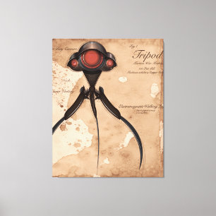 Science Fiction Alien Tripod Angriff! Leinwanddruck