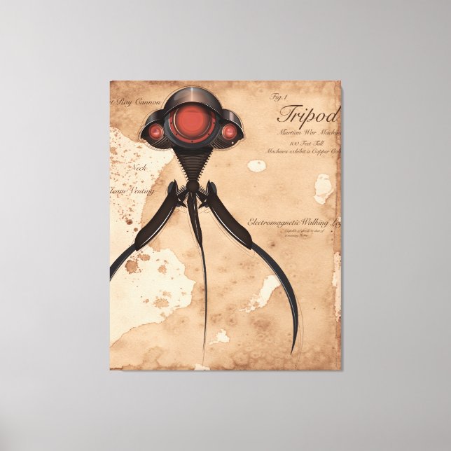 Science Fiction Alien Tripod Angriff! Leinwanddruck (Vorderseite)